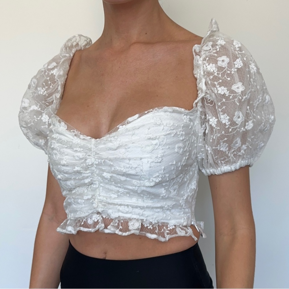 Majorelle White Lace Blouse